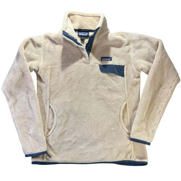 Patagonia Polartec Worn wear Cream Navy Trim Women's Size M